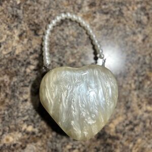 Urban Outfitters Cream Heart Bag with Pearl Handle